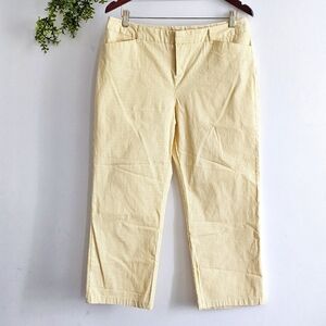 Chadwicks Yellow White Striped Capri Pants 12P Cotton Stretch Preppy Summer